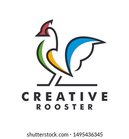 Unique Rooster logo - vector illustration of design on a light background