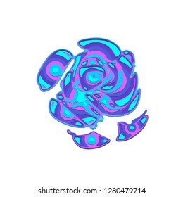 Unique Rose abstract graphic elements.Textile fashion print fabric Rose. Flower pattern used for building decoration. Abstract forms Rose dynamic composition. Abstract style vector.