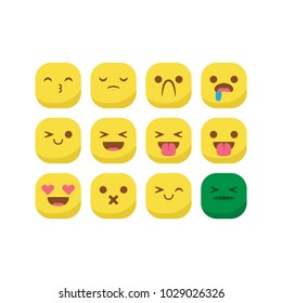 Unique round emoji emoticon smiley icon set vector isolated, suitable for your feelings content