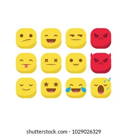 Unique round emoji emoticon smiley icon set vector isolated, suitable for your feelings content