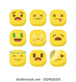 Unique round emoji emoticon smiley icon set vector isolated, suitable for your feelings content