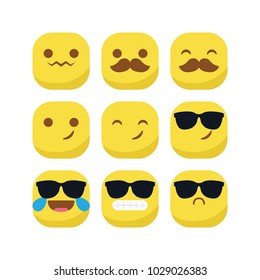 Unique round emoji emoticon smiley icon set vector isolated, suitable for your feelings content