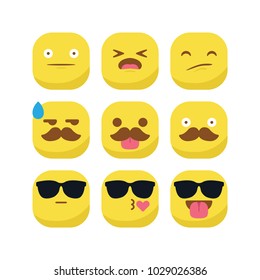 Unique round emoji emoticon smiley icon set vector isolated, suitable for your feelings content