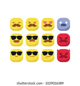 Unique round emoji emoticon smiley icon set vector isolated, suitable for your feelings content