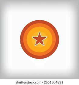 Unique round shield and star logo design. Vector flat style.