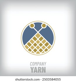 Unique round yarn, knitting and wool modern logo. Textile firm and company icon. vector