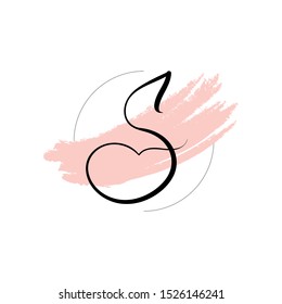 Unique "S" Initial Letter logo illustration. Vector isolated sign. Italic type. Calligraphy flat icon for business. Cosmetic, spa, nail, hair care company identity. Advertising web design. Chic style.