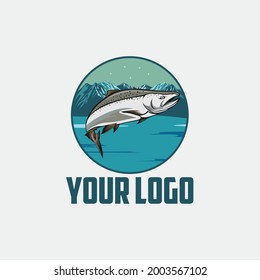 Unique salmon Jumping out of Vector illustration