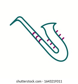 Icono de línea de vector saxofón único