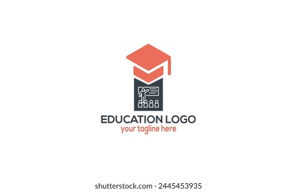 Diseño único del logotipo del lápiz de la academia escolar.
