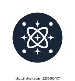 Diseño único de logotipo científico. átomo científico con vector de diseño estelar