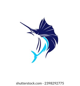 Unique Sea Blue Marlin Fish on White Background