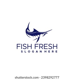 Unique Sea Blue Marlin Fish on White Background