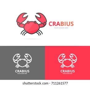 Unique seafood and crab logo design template.