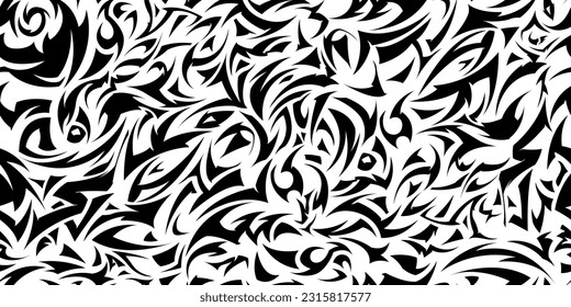 Unique seamless abstract pattern, dynamic lines, and geometric shapes, graffiti-style, tattoo-inspired. Perfect for packaging design, textiles, and web projects. Isolated on white background