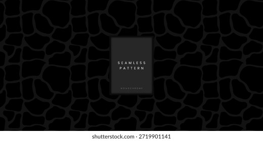 Unique seamless animal pattern with dark grey giraffe skin patches or organic safari hide on black background for creative textile print and sophisticated wallpaper design