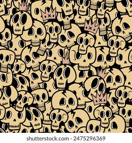 Unique seamless doodle style illustration on Halloween theme. Vector illustration.
