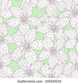 Unique seamless hand drawn flower pattern. Vector illustration. Seamless pattern can be used for wallpaper, pattern fills, web page background, surface textures.