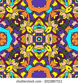 Unique seamless pattern doodle ornamental ethnic tribal vintage festival