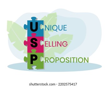 Único punto de venta acrónimo icono web de banner para negocios y marketing, USP, consumidor, competencia, marca y diferente. 