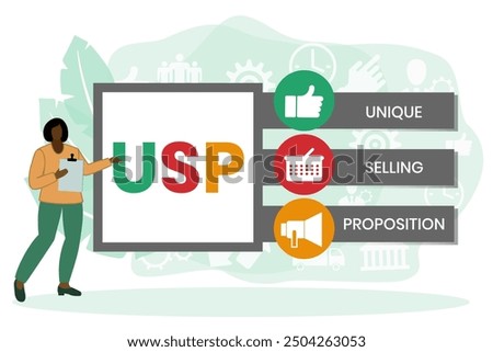Unique selling point acronym banner web icon for business and marketing, USP, consumer, competition, branding and different.