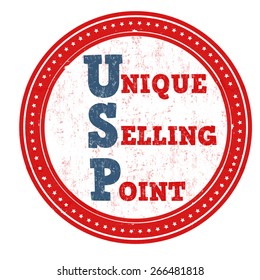 Unique Selling Point (USP) grunge rubber stamp on white background, vector illustration