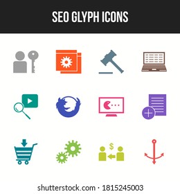 Conjunto de iconos de glifo SEO único