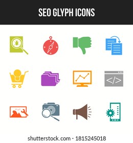 Unique SEO Glyph icon set