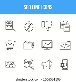 Conjunto de iconos de la línea SEO única