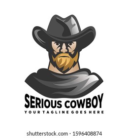Unique serious cowboy using hat and robe image graphic icon logo design abstract concept vector stock. Can be used as a symbol associated with a hero or character.