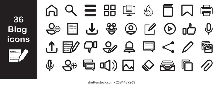 A unique set of 36 blog icons featuring a blend of modern and traditional design elements. These icons are perfect for websites, and digital content with a distinctive and culturally rich aesthetic.