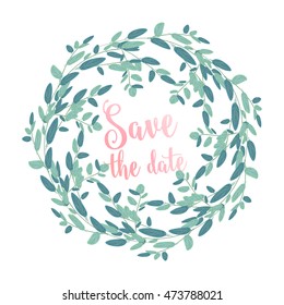 Unique set of bouquet and wreath of flower succulent, chrysanthemum, cactus, eucalyptus  with leave and basil. Suitable for ceremonial wedding invitation, greeting card, save the date card.