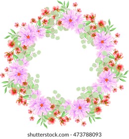 Unique set of bouquet and wreath of flower succulent, chrysanthemum, cactus, eucalyptus  with leave and basil. Suitable for ceremonial wedding invitation, greeting card, save the date card.