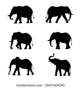 Unique Set of  Elephant Silhouettes