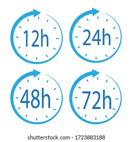 Unique set of images of the remainder of the time in blue on a white background. Vector illustration. Stock Photo.