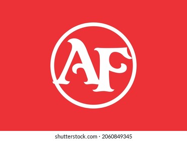 Unique shape of AF initial letter design