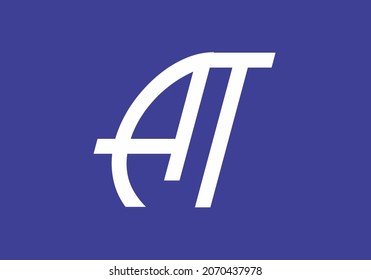 Unique shape of AT initial letter design
