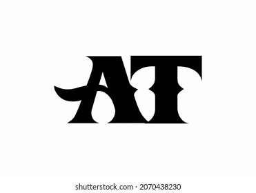 Unique shape of AT initial letter design