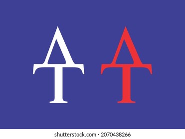 Unique shape of AT initial letter design