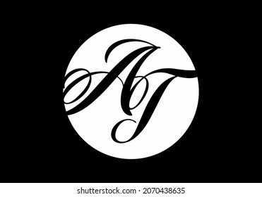Unique shape of AT initial letter design