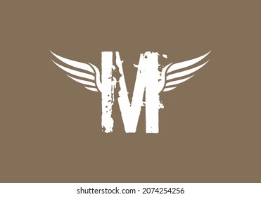 Unique shape of AM initial letter with wings design