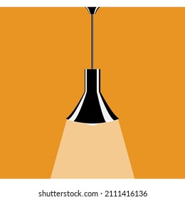 The unique shape of the lampshade for a stylish interior. A lamp for lighting the room. Ceiling lamp inside the house. Vector icon, black , complex flat