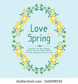 Unique shape of leaf and floral frame, for love spring card design. Vector