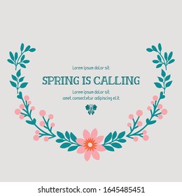 Unique shape of leaf and floral frame, for spring calling poster decor. Vector