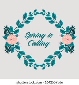 Unique shape of leaf and flower frame, for spring calling greeting card wallpaper design. Vector