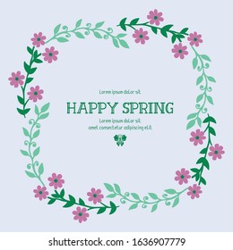 Unique shape pattern of leaf and flower frame, for happy spring greeting card design. Vector