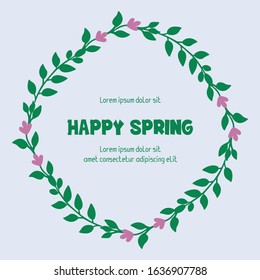 Unique shape pattern of leaf and flower frame, for happy spring greeting card design. Vector