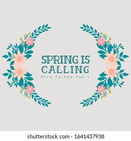 Unique Shape of spring calling card template, with cute leaf and flower frame. Vector