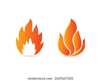 Unique shaped flame icons in two bold styles. Fire icon vector set. Flame icon collection. Fire flame symbol gradient color with white background