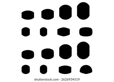 Unique shaped frame set with abstract bold geometric minimal silhouette collection for modern editable solid vector illustration in black design.